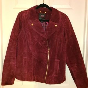 Isaac Mizrahi Live Suede Gold Hardware Biker Jacket size US 16